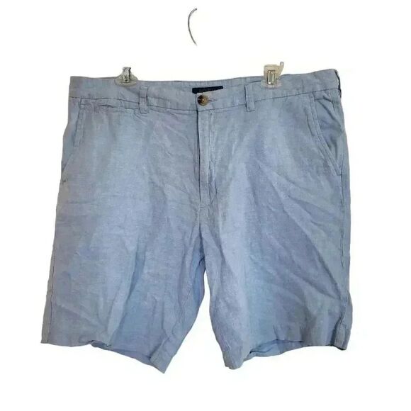 Broletto Men's Light Blue Linen/Cotton Flat Front Chino Shorts - Picture 1 of 11